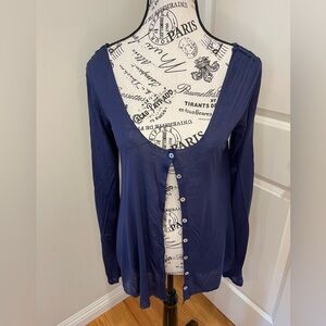 Navy Blue Lace Back Button Up Ladies Cardigan No Size ( Feels like XS/Small)